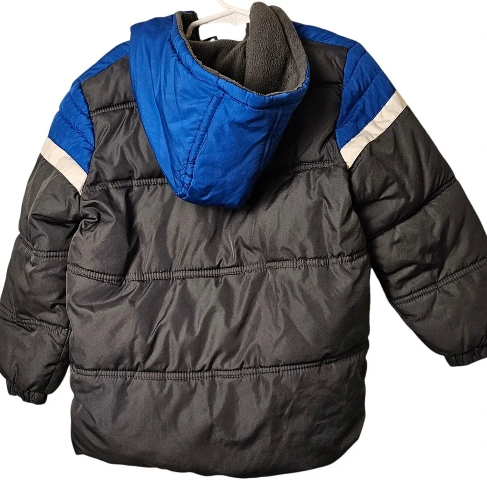 iXtreme Boys Puffer Jacket Blue White Gray Winter Hooded Size 4 Good‎ GUC